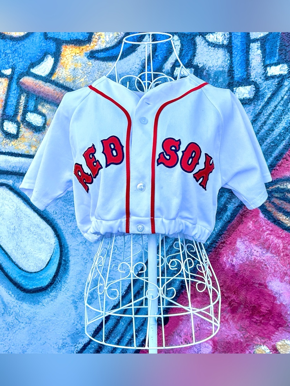 BOSTON RED SOX Vintage Cropped Baseball Jersey size S/M